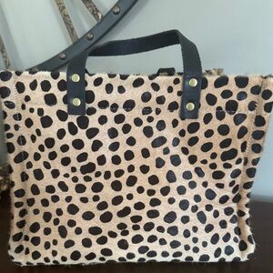 Leopard Print small Mimi Bear  Tote Bag with Black Handles
